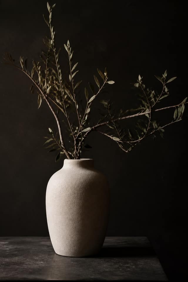 Dekorative Vase mit Zweigen – ruhige Interior-Atmosphäre